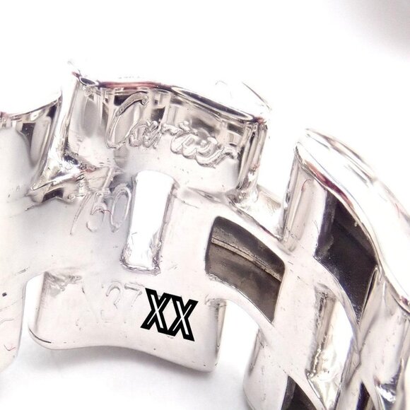 Authentic! Cartier Maillon Panthere 18K White Gold Three Row Link Hoop Earrings - Picture 8 of 16